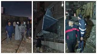 سقوط كونتنرات من قطار يُلحق أضرارًا بعدد من المنازل في طوخ (صور)