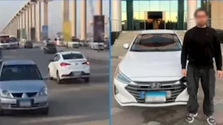 سائق يقع في المحظور على الطريق بالجيزة