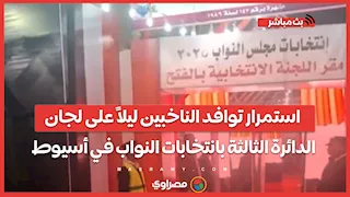 استمرار توافد الناخبين ليلاً على لجان الدائرة الثالثة بانتخابات النواب في أسيوط