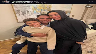 محمد إبراهيم وزوجته في حفل خطوبة أحد أقاربهم (صور)