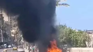 حريق يلتهم سيارة "صندوق" ببني سويف