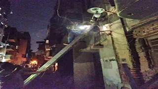 انهيار جزئي بعقار في المنصورة (صور)