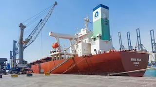 ميناء السخنة يستقبل أكبر سفينة صب جاف منذ إنشائه