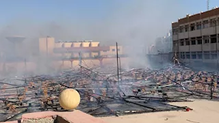 جامعة السادات توضح ملابسات حريق خيمة الامتحانات (صور)