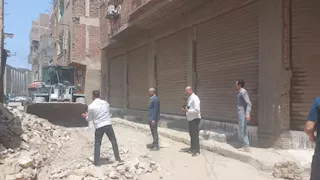 بالصور- انهيار جزئي لمنزل بميدان مولد النبي في بني سويف