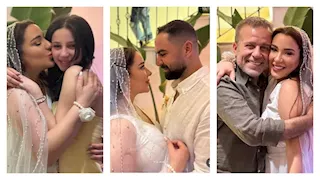 19 صورة من عقد قران أسما شريف منير بحضور والدها وابنتها
