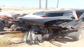 6 مصابين في تصادم سيارتين ملاكي على طريق السخنة