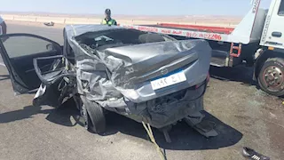 مصابون في انقلاب سيارة على محور 30 يونيو بالسويس (صور)