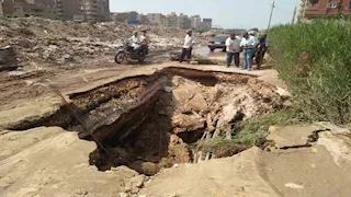 الرابع في يومين.. هبوط أرضي وانفجار بخط مياه في ميت غمر