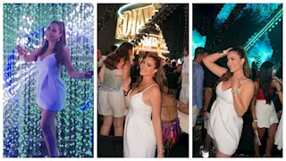 صور وفيديو.. رقص نسرين طافش في حفل عمرو دياب بالساحل