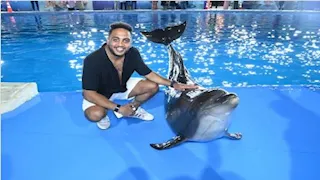 أوس أوس يشارك جمهوره صورة مع دولفين في الساحل الشمالي