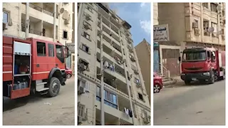 إخماد حريق في شقة أعلى برج سكني بالسويس