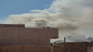 بالصور- حريق في مبنى مديرية الشباب والرياضة بالوادي الجديد