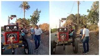 "مسكوه متلبس".. التحفظ على جرار زراعي ألقى مخلفات هدم بالمنوفية (صور)