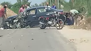 بالصور- تصادم مروع بين 3 مركبات في المنوفية وسقوط مصابين