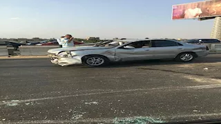 تكدس مروري أعلى المحور نتيجة حادث تصادم جماعي