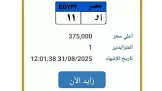 لوحة "أ و - 11" في مزاد المرور.. السعر يصل إلى 375 ألف جنيه
