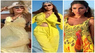 نسرين طافش جريئة.. 25 صورة لـ نجمات خطفن الأنظار على الشاطيء بالأصفر