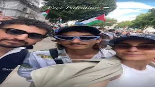 أمير المصري ينضم لمظاهرة داعمة للشعب الفلسطيني في لندن