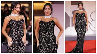 جورجينا تخطف الأنظار على السجادة الحمراء لمهرجان فينيسيا السينمائي