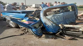  السيارة انشطرت نصفين.. مصرع شخص وإصابة آخر في حادث مروع ببني سويف (صور)