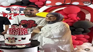 4 صور من احتفال مؤمن زكريا وزوجته بعيد ميلاد نجلتهما