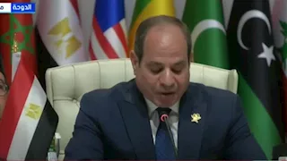 الرئيس السيسي يشارك في مؤتمر عبر تقنية الفيديو كونفرانس بالدوحة