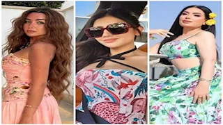 أبرزهم مي عمر.. 25 صورة لـ نجمات خطفن الأنظار بفساتين منقوشة 