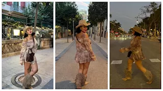 بالصور- رانيا يوسف بـ فستان قصير في شوارع برشلونة.. والجمهور يعلق