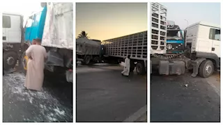 تصادم تريلا بوتاجاز بأخرى على محور الشهيد باسم فكري بقنا (صور)