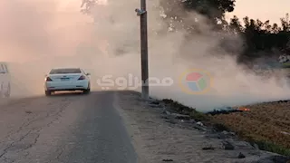 الدخان حجب الرؤية على الطريق.. تحرك عاجل للمسؤولين يمنع كارثة بكفر الشيخ -صور