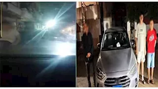 فيديو مثير| ضبط شاب يجلس على مقدمة السيارة أثناء السير.. والشرطة تتدخل