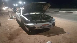 إصابة شخصين في حادث تصادم تاكسي بعربة كارو بأسيوط -صور 