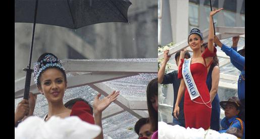 إستقبال حافل لملكة جمال العالم 2013 في بلدها الفيليبين رغم المطر