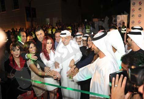 بالصور.. هيفاء وتامر وجنات نجوم افتتاح روتانا كافيه دبي