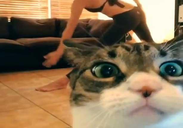 قطة تقاطع مشهد تصوير لتدريبات اليوجا