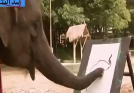 فيلة في تايلاند ترسم لوحات فنية 