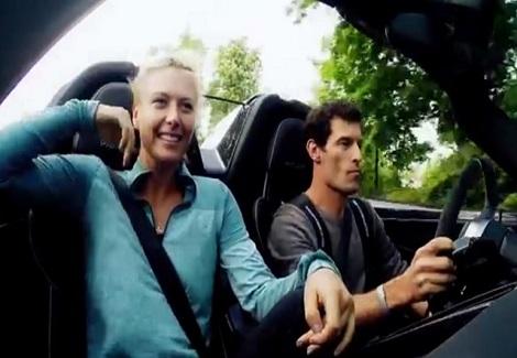 مغامرة الحسناء شارابوفا لاعبة التنس مع مارك ويبر في أسرع سيارة بورش