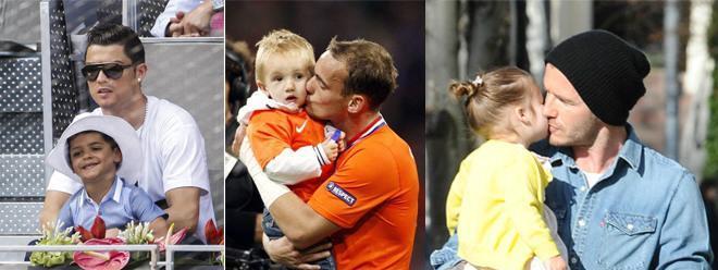 بالصور: لاعبو كرة القدم الأشّداء... حِملان أمام أطفالهم!
