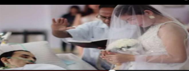 فيديو مؤثر : تزوجته فى المشفى قبل وفاته بعشر ساعات!! 