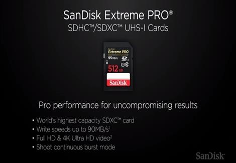 "Sandisk" تكشف عن بطاقة تخزين جديدة من نوع SD بسعة 512 جيجابايت