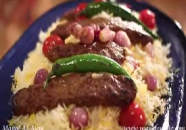 كباب اللحم مع الأرز بالزعفران - مطبخ منال العالم