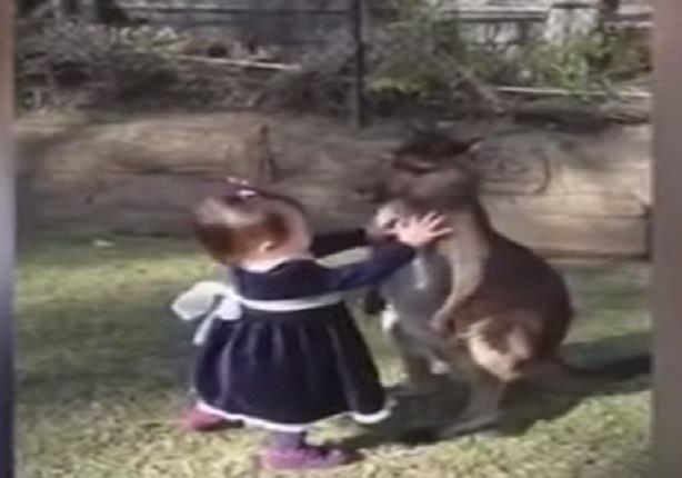 طفلة تحتضن حيوان الكونجو دون خوف