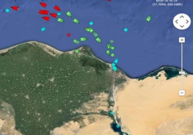 حركة الملاحة بقناة السويس الجديدة عبر موقع الملاحة البحرية العالمية