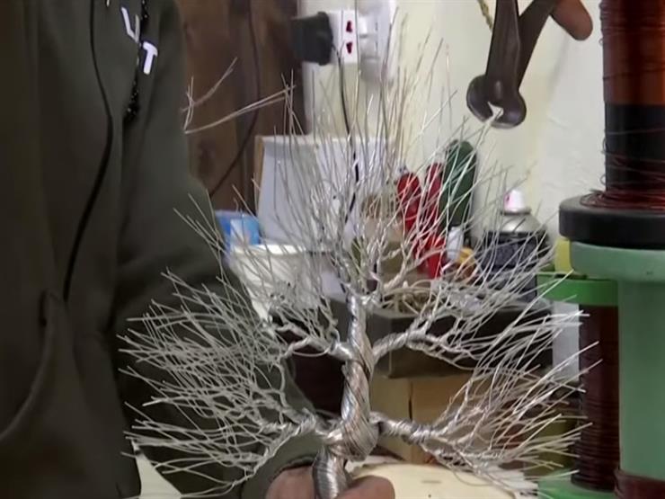 فنان أردني يصنع أشجارا صغيرة من الأسلاك الكهربائية
