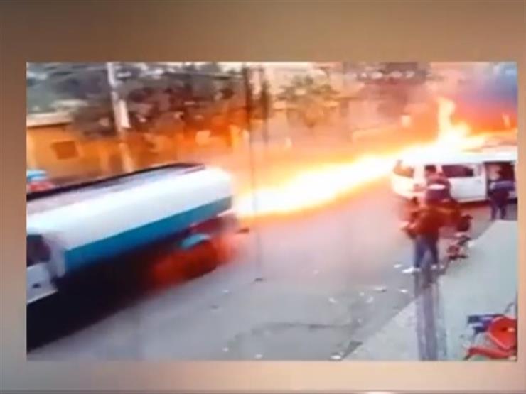 "ربنا سَتَر".. سائق ينقذ الغربية من انفجار مروّع لسيارة وقود وبنزينة -فيديو
