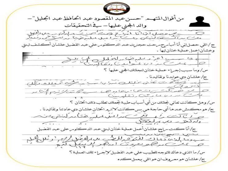 "دي عوايدنا وتقاليدنا".. اعترافات والدي "ضحية الختان" بأسيوط مصراوى "دي عوايدنا وتقاليدنا".. اعترافات والدي "ضحية الختان" بأسيوط مصراوى