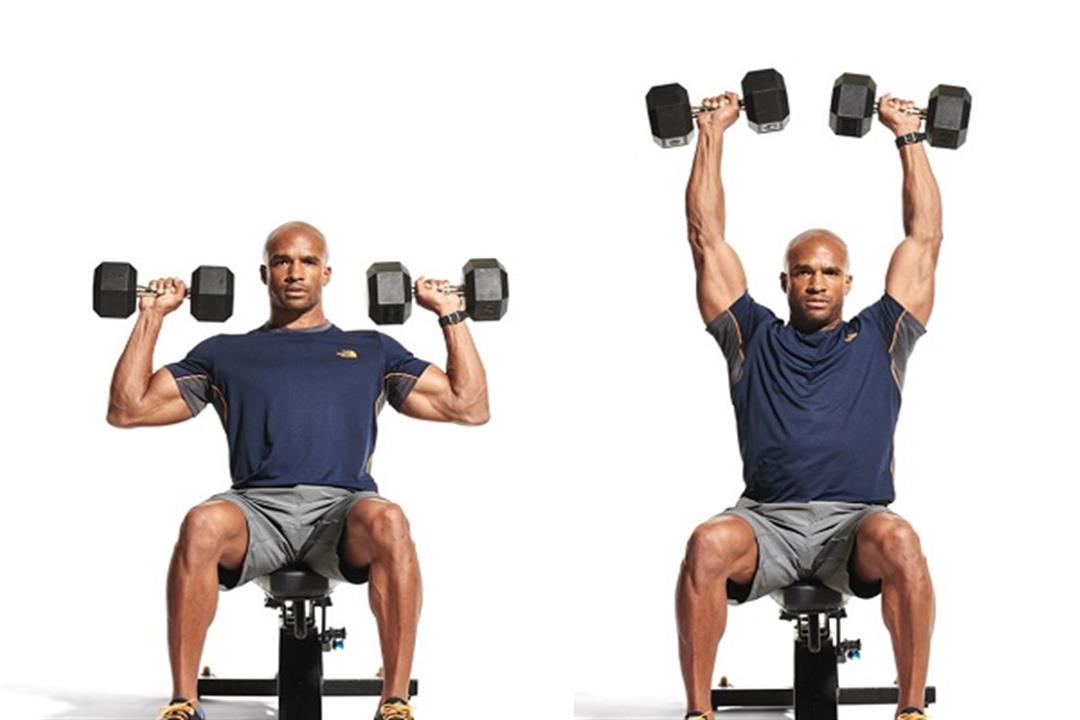 تمارين ضغط الكتفين بالدمبلز