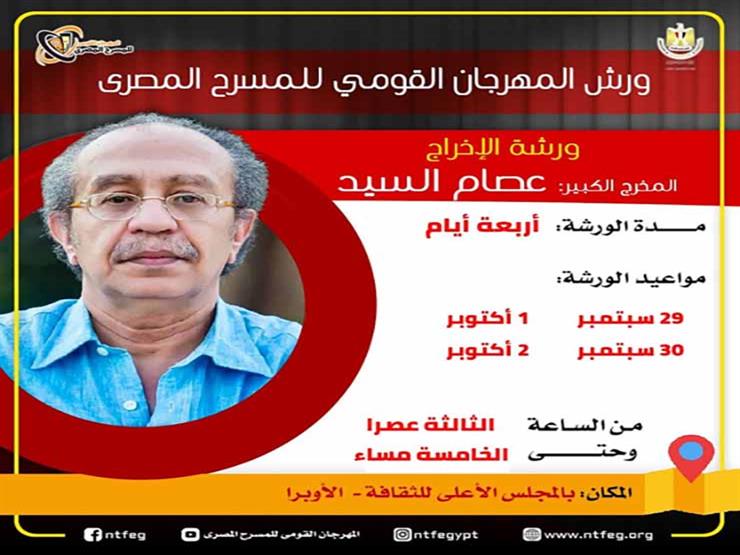 المخرج عصام السيد يقدم ورشة للإخراج المسرحي خلال فعاليات القومي للمسرح المصري المخرج عصام السيد يقدم ورشة للإخراج المسرحي خلال فعاليات القومي للمسرح المصري