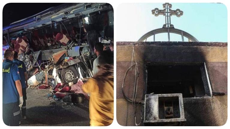 It happened at night time |  A fireplace in a church in Al-Barajeel.  7 victims and 22 wounded in Ha